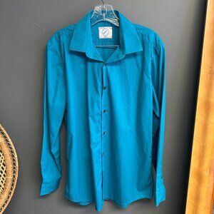 BeSpoke Mens Button Up Bright Blue Size Medium 15-15.5 Slim Fit Shirt Streetwear